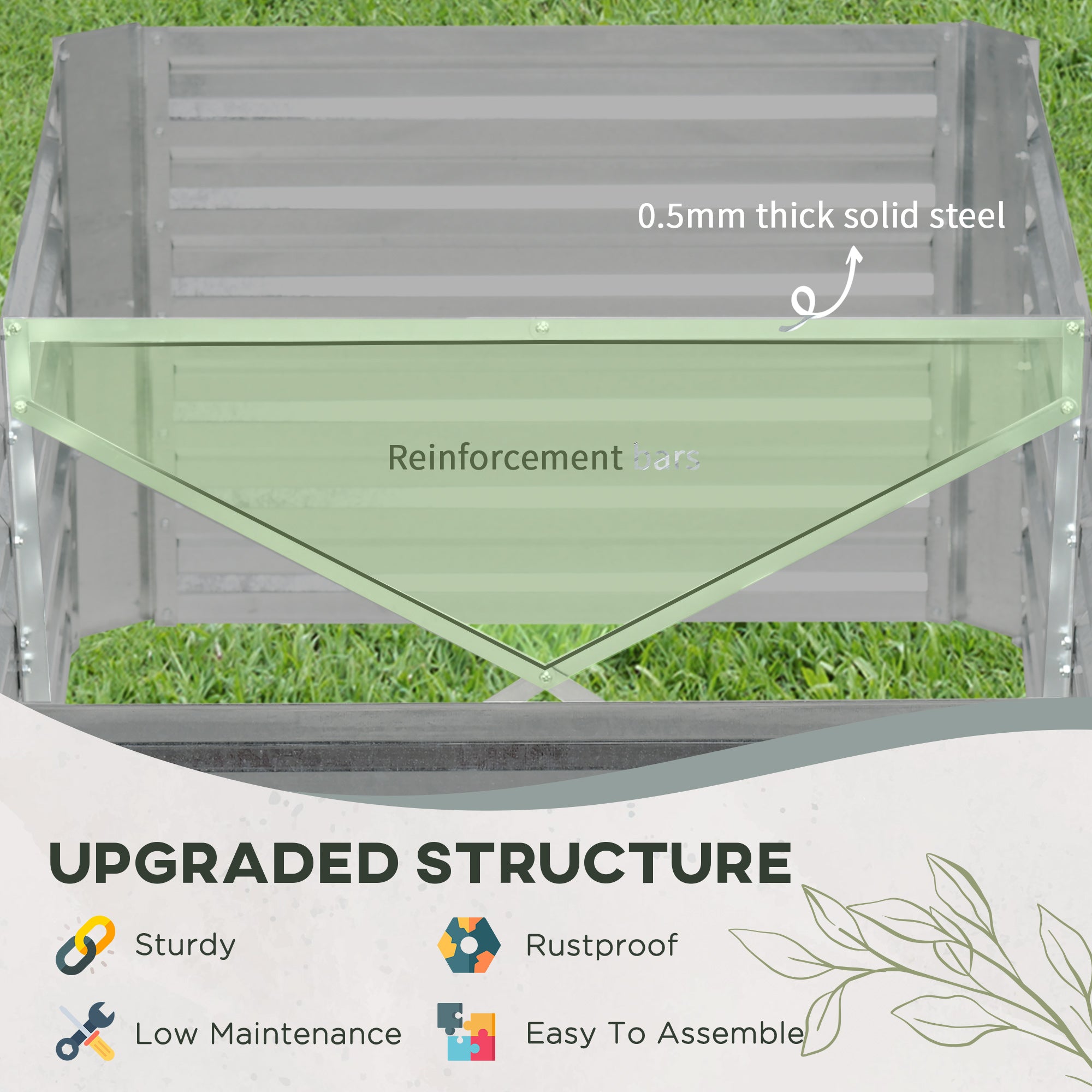 Galvanised Steel Outdoor Garden Planter Box 180cm Wide in Set Of 2 - Velmora
