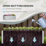 Galvanised Steel Outdoor Garden Planter Box 180cm Wide in Set Of 2 - Velmora