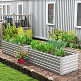 Galvanised Steel Outdoor Garden Planter Box 180cm Wide in Set Of 2 - Velmora