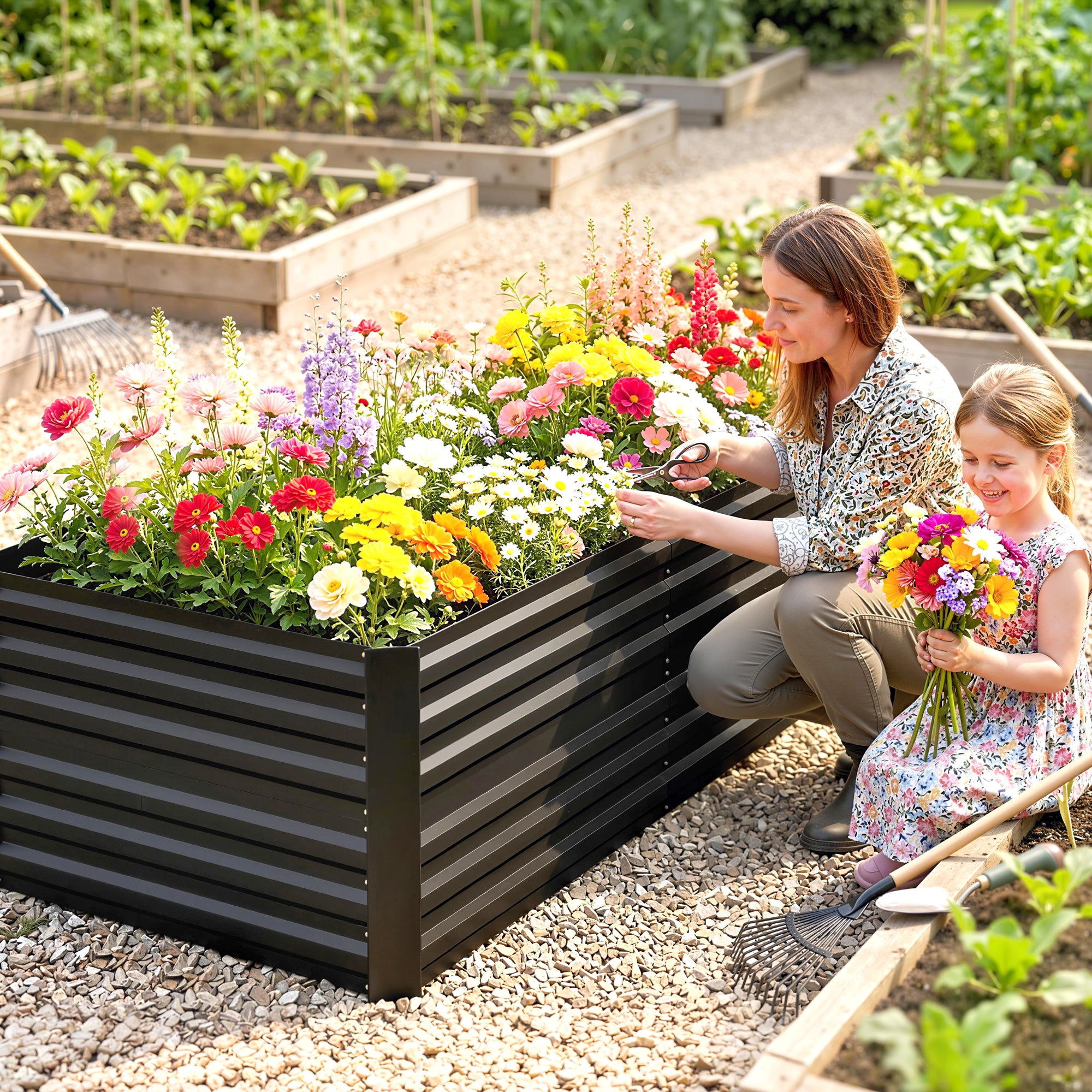 Galvanised Steel Outdoor Garden Planter Box 180cm Wide - Velmora