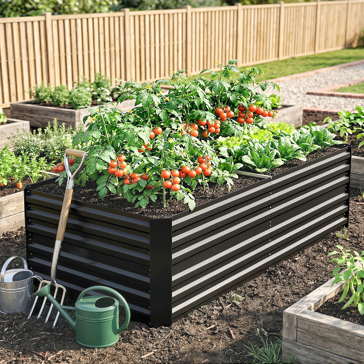 Galvanised Steel Outdoor Garden Planter Box 180cm Wide - Velmora