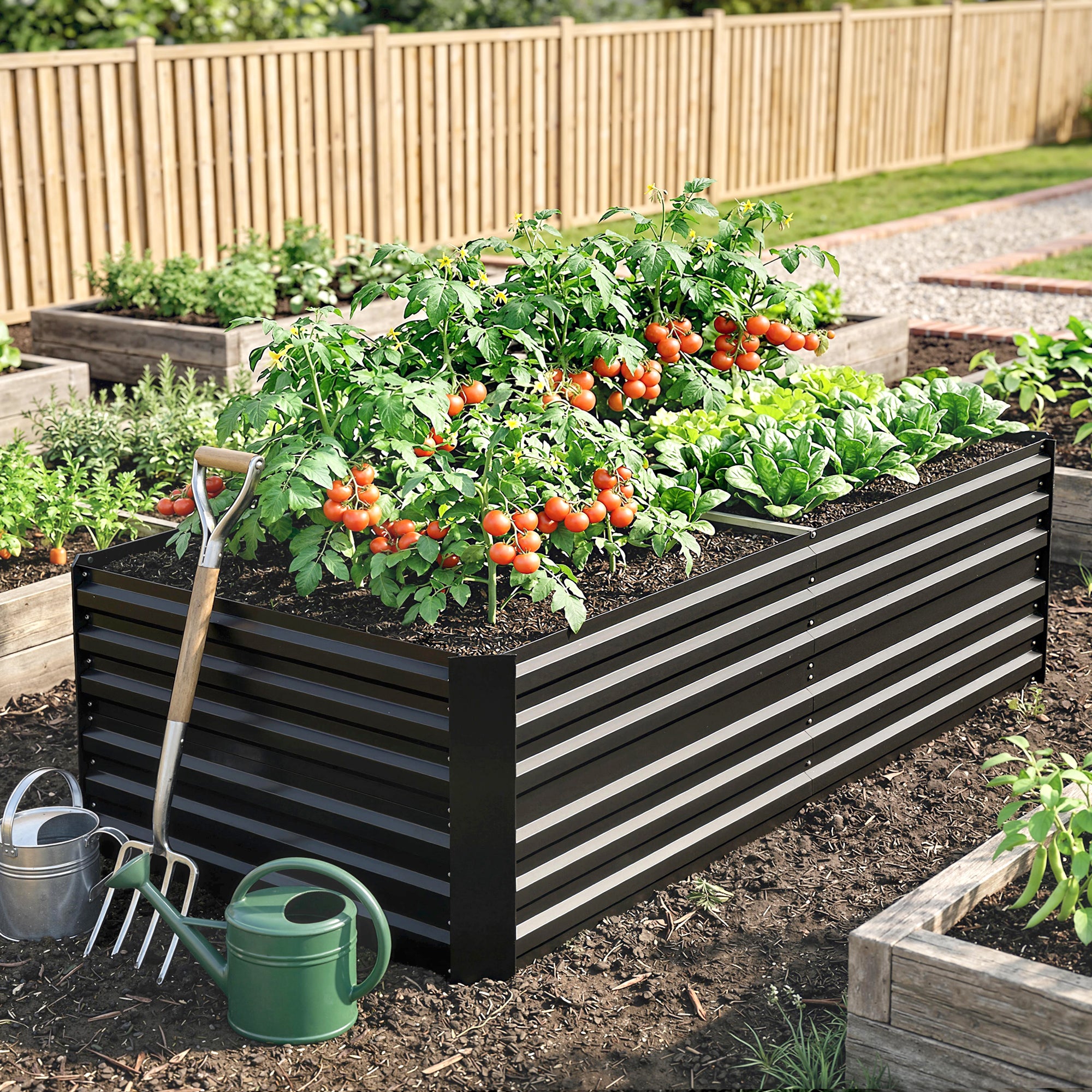 Galvanised Steel Outdoor Garden Planter Box 180cm Wide - Velmora