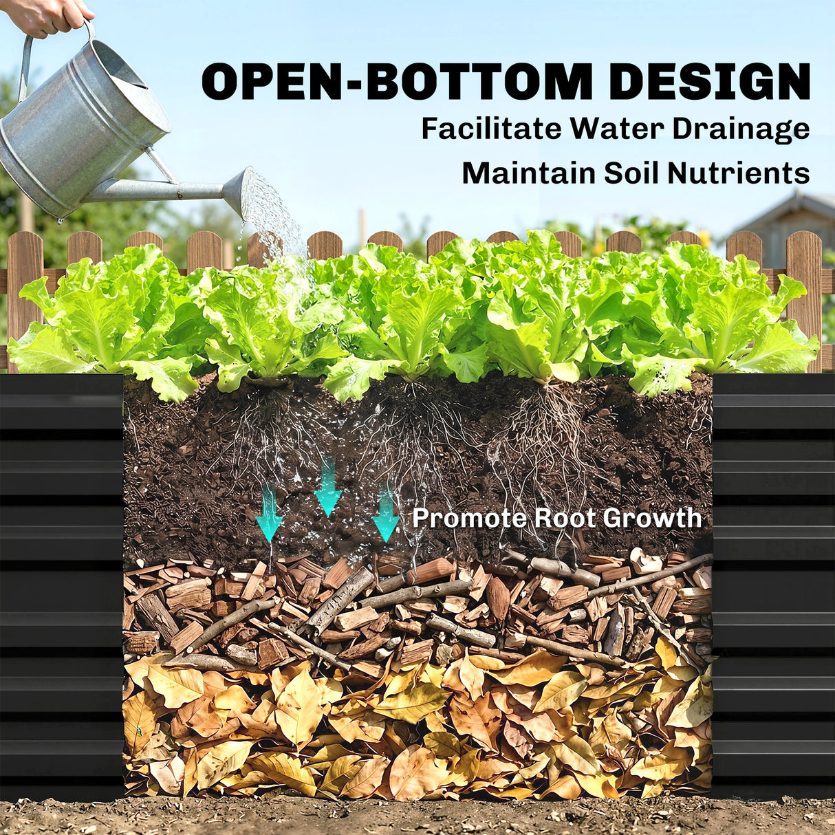 Galvanised Steel Outdoor Garden Planter Box 180cm Wide - Velmora