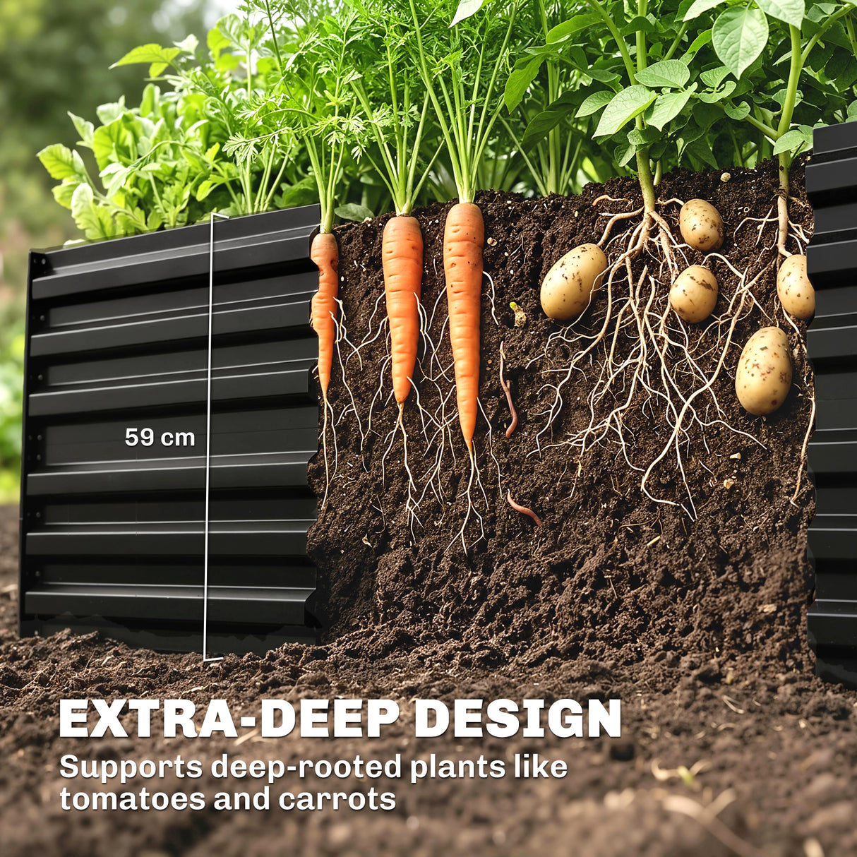 Galvanised Steel Outdoor Garden Planter Box 180cm Wide - Velmora