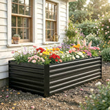 Galvanised Steel Outdoor Garden Planter Box 180cm Wide - Velmora