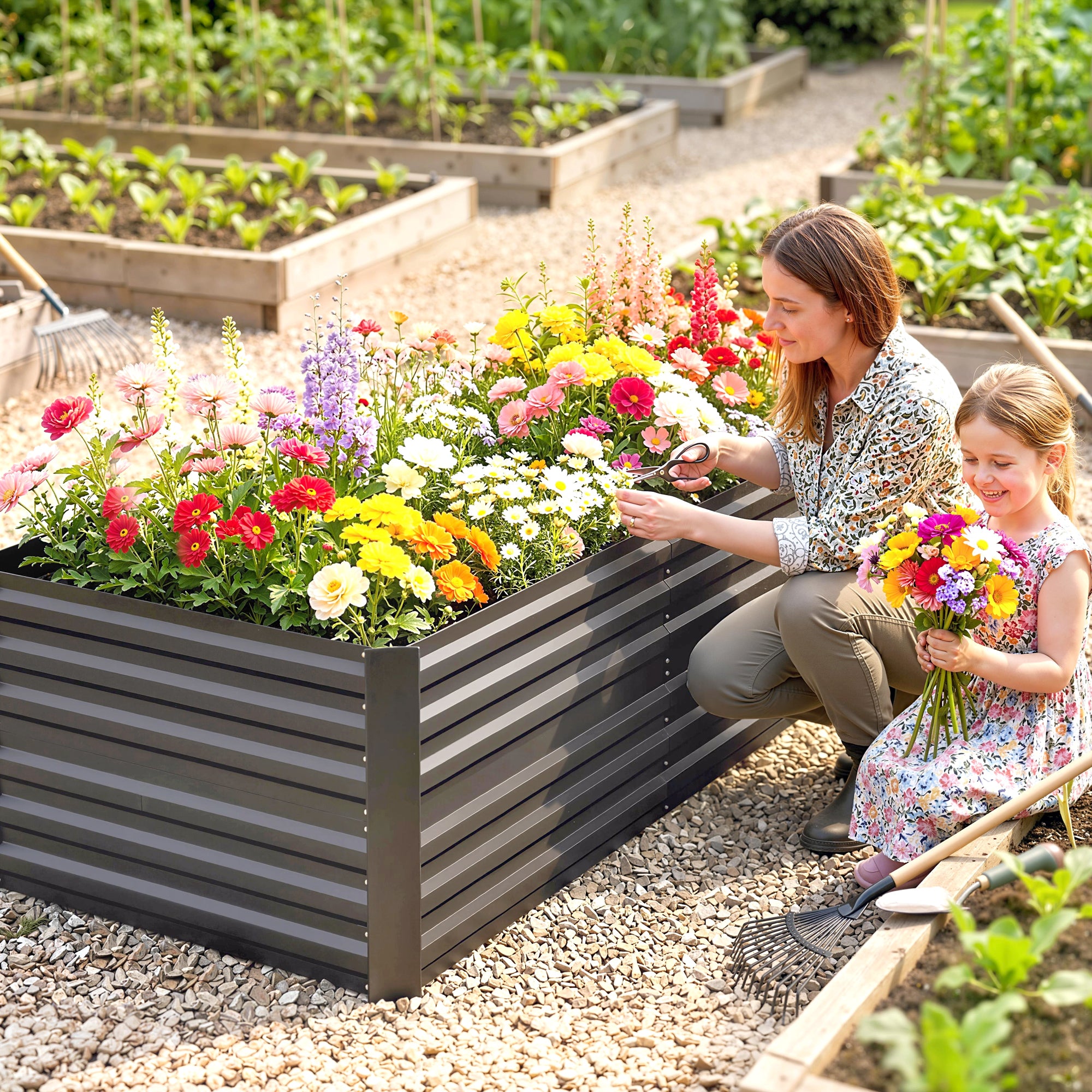 Galvanised Steel Outdoor Garden Planter Box 180cm Wide - Velmora