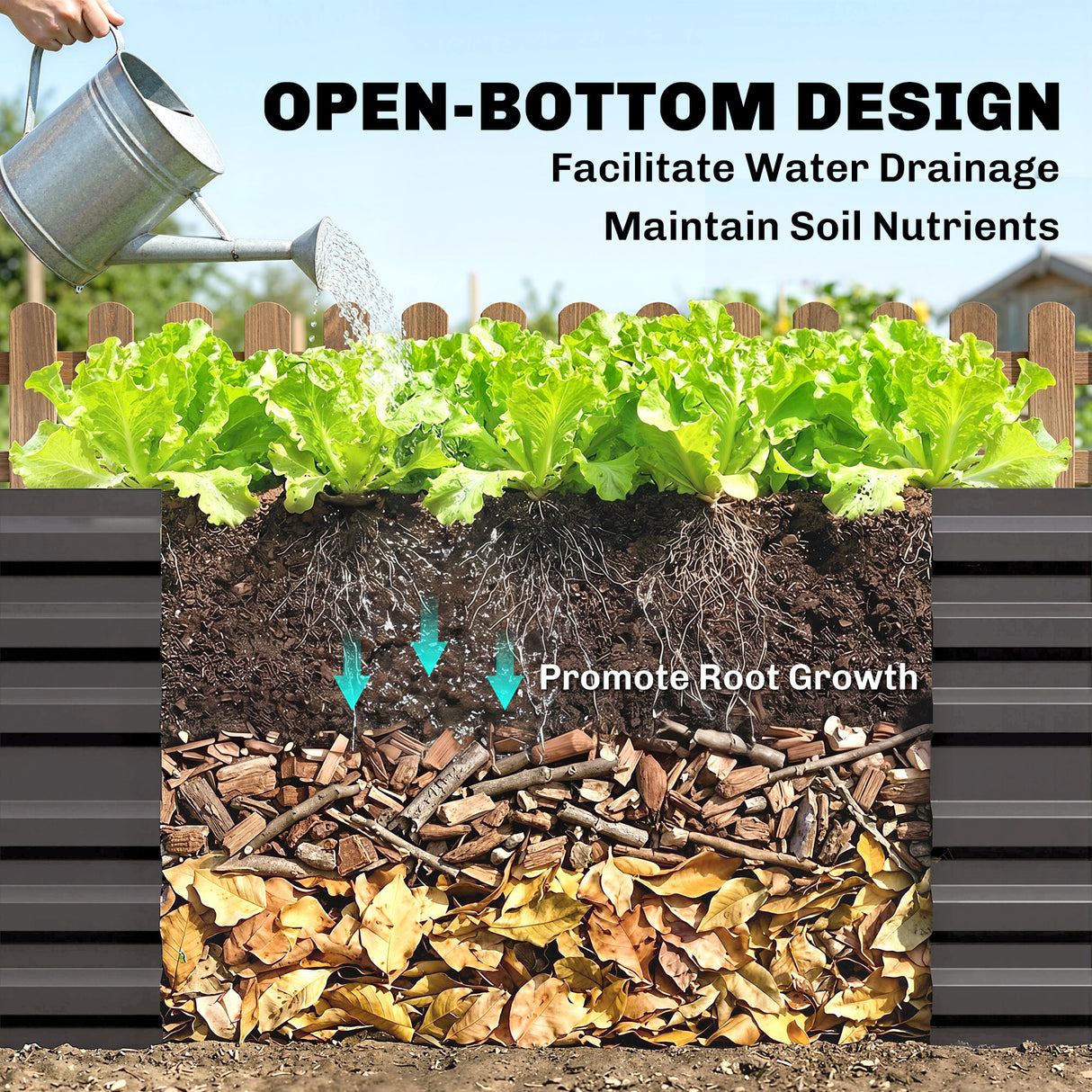 Galvanised Steel Outdoor Garden Planter Box 180cm Wide - Velmora
