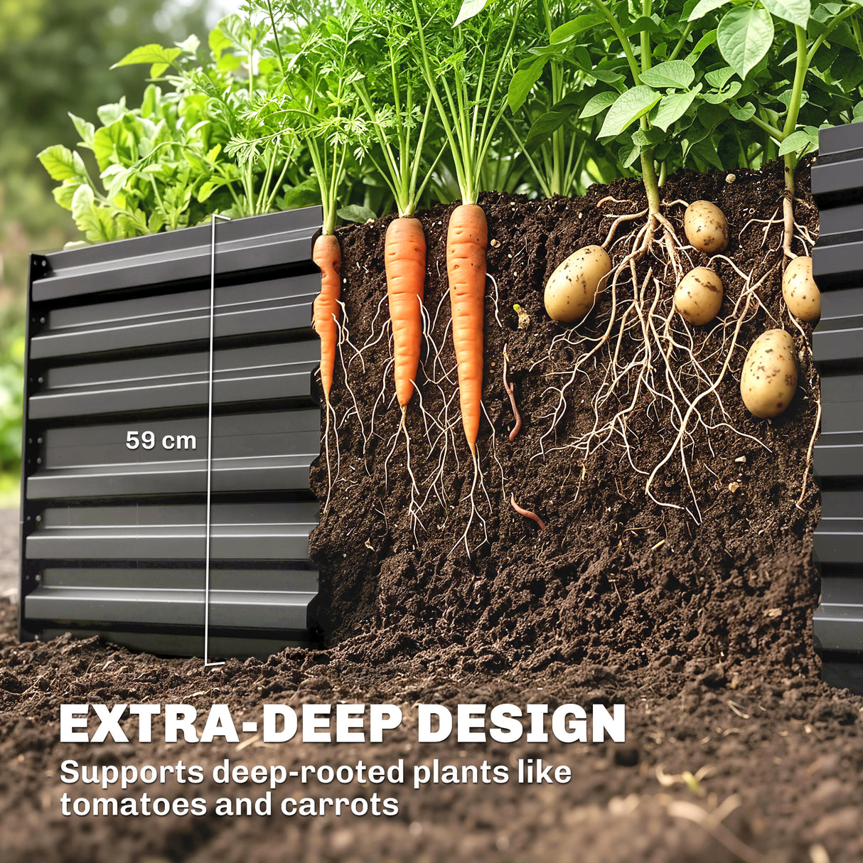 Galvanised Steel Outdoor Garden Planter Box 180cm Wide - Velmora
