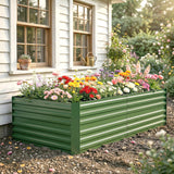 Galvanised Steel Outdoor Garden Planter Box 180cm Wide - Velmora