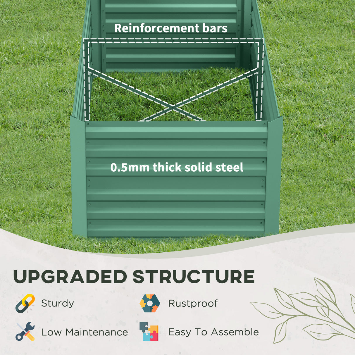 Galvanised Steel Outdoor Garden Planter Box 180cm Wide - Velmora