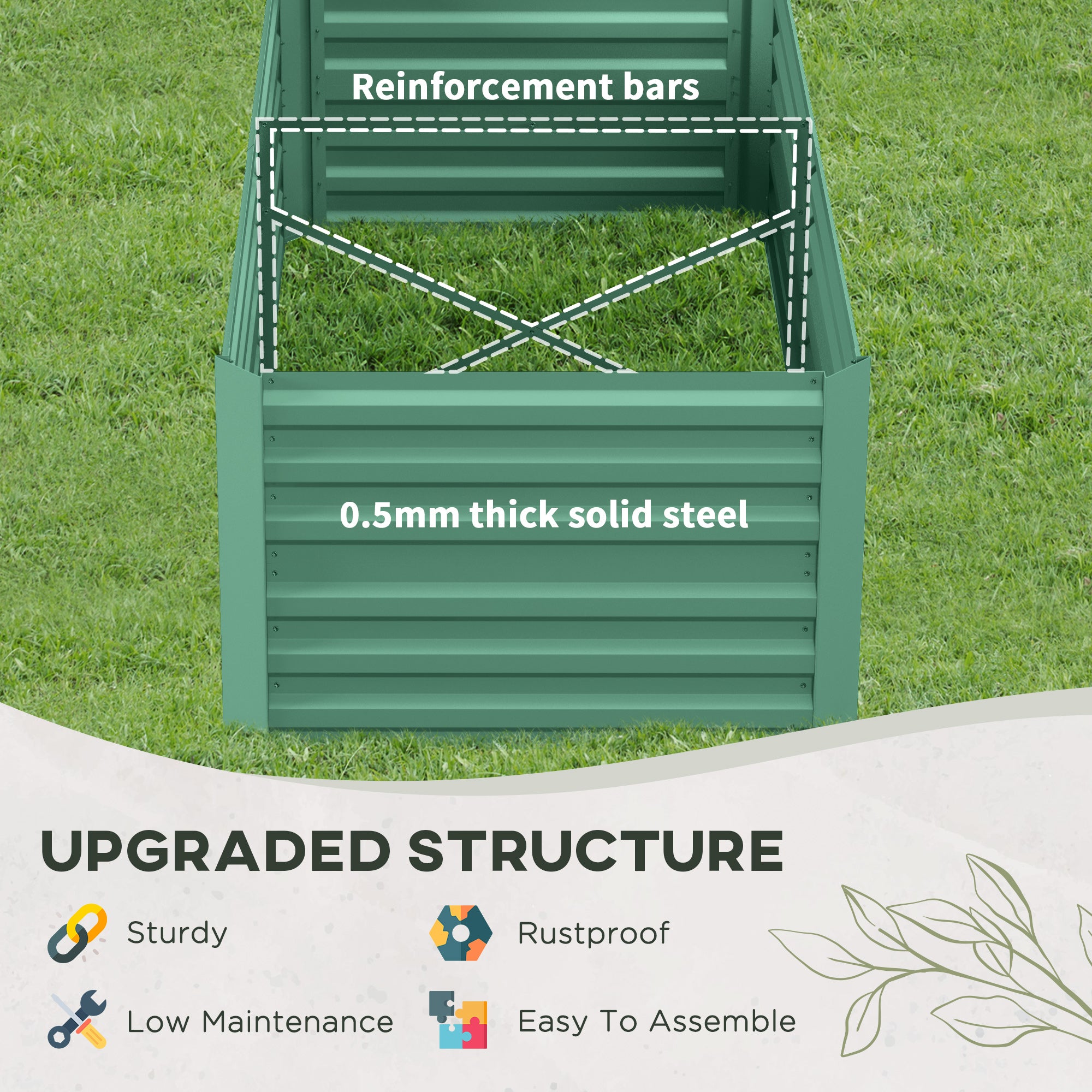 Galvanised Steel Outdoor Garden Planter Box 180cm Wide - Velmora
