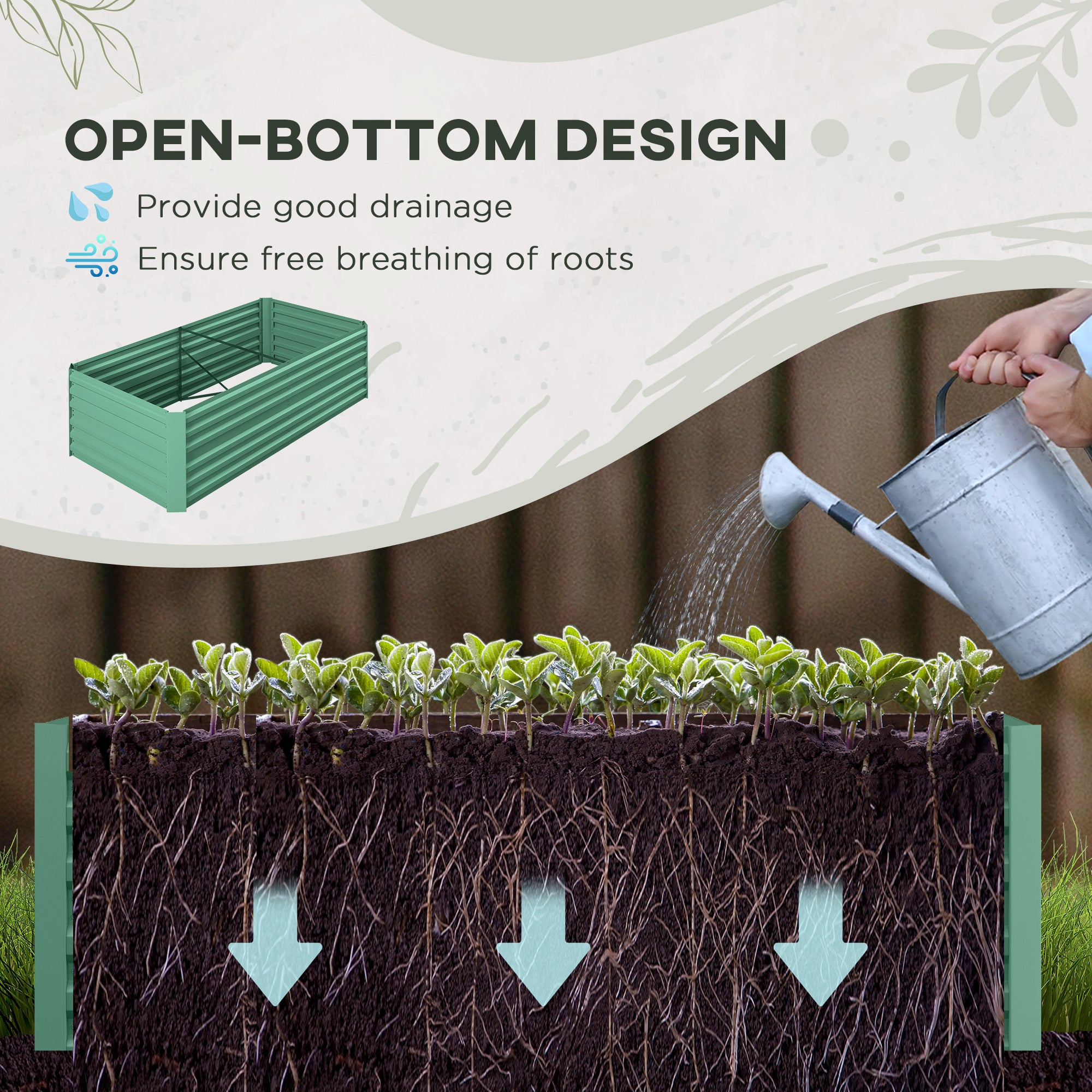 Galvanised Steel Outdoor Garden Planter Box 180cm Wide - Velmora
