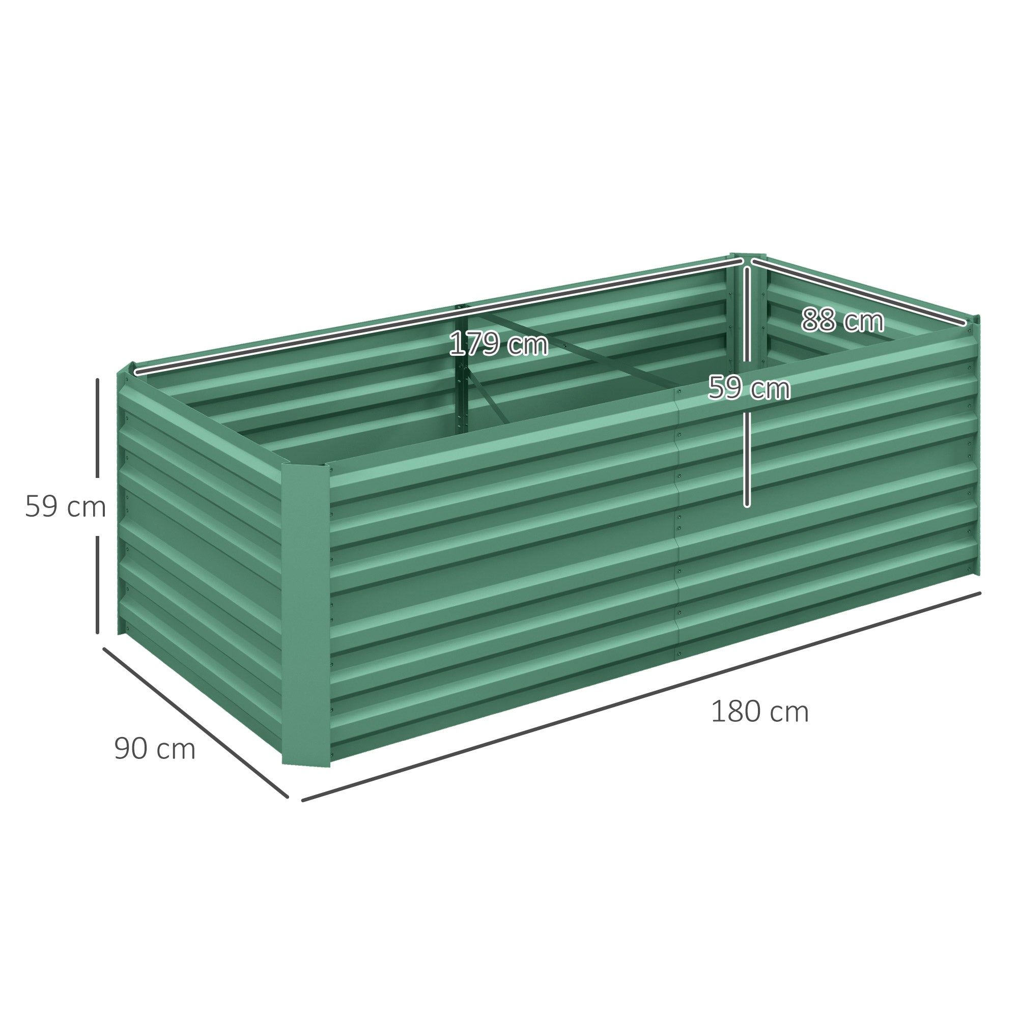 Galvanised Steel Outdoor Garden Planter Box 180cm Wide - Velmora