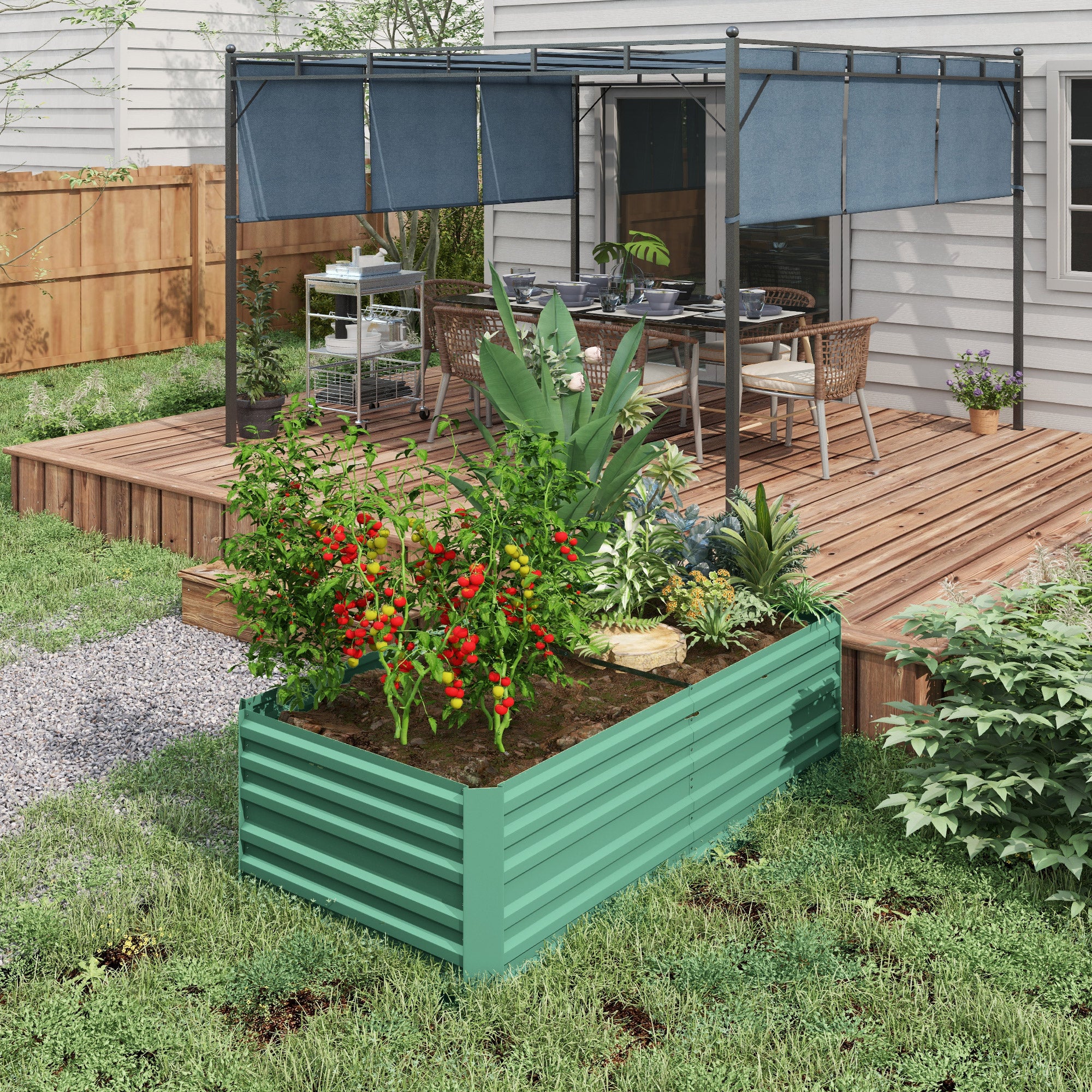 Galvanised Steel Outdoor Garden Planter Box 180cm Wide - Velmora