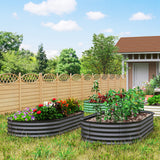 Galvanised Steel Outdoor Garden Planter Box 181cm Wide in Set Of 2 - Velmora