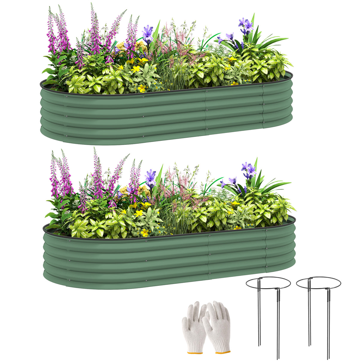 Galvanised Steel Outdoor Garden Planter Box 181cm Wide in Set Of 2 - Velmora