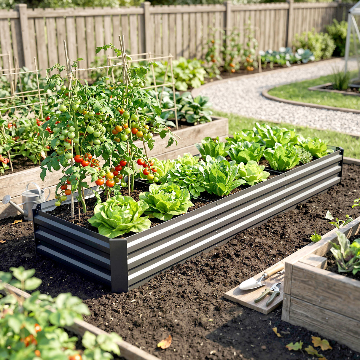 Galvanised Steel Outdoor Garden Planter Box 240cm Wide - Velmora