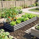 Galvanised Steel Outdoor Garden Planter Box 240cm Wide - Velmora