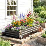 Galvanised Steel Outdoor Garden Planter Box 240cm Wide - Velmora