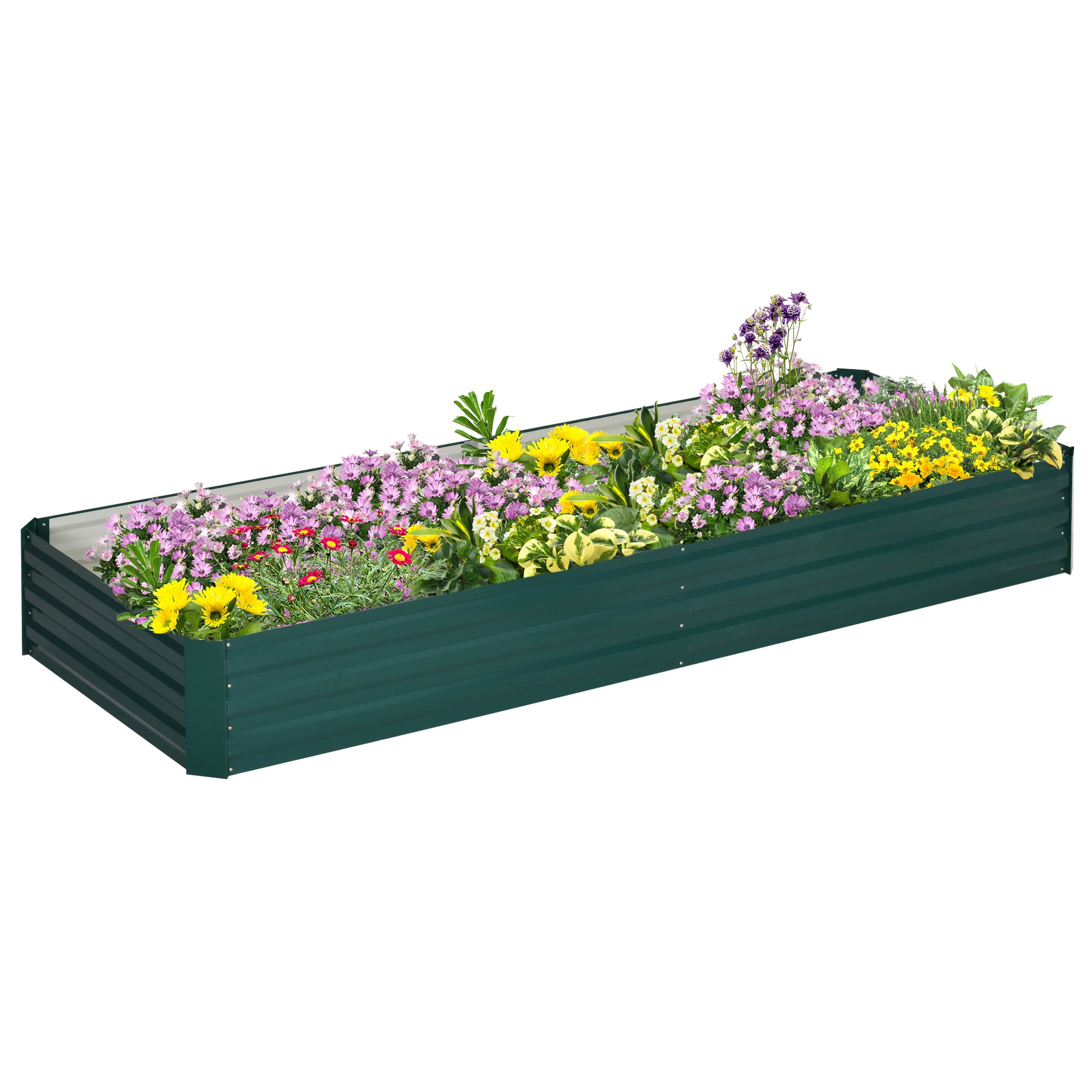 Galvanised Steel Outdoor Garden Planter Box 241cm Wide - Velmora
