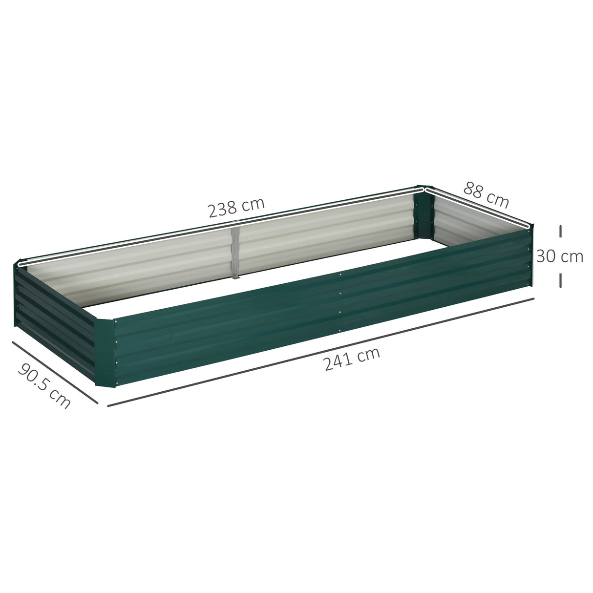 Galvanised Steel Outdoor Garden Planter Box 241cm Wide - Velmora