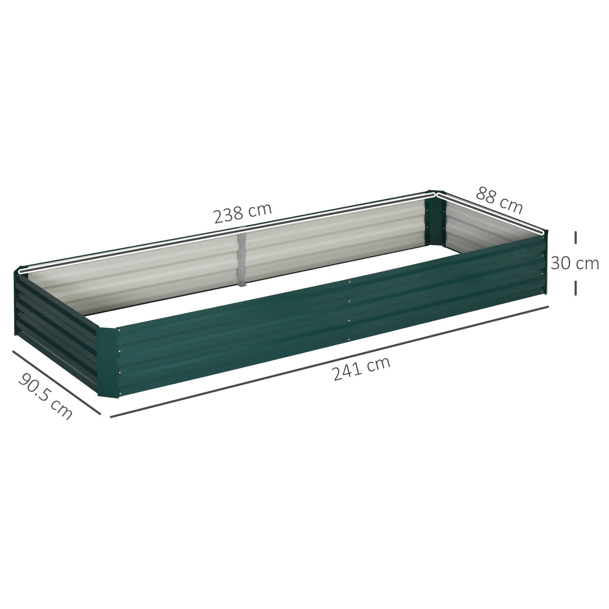 Galvanised Steel Outdoor Garden Planter Box 241cm Wide - Velmora
