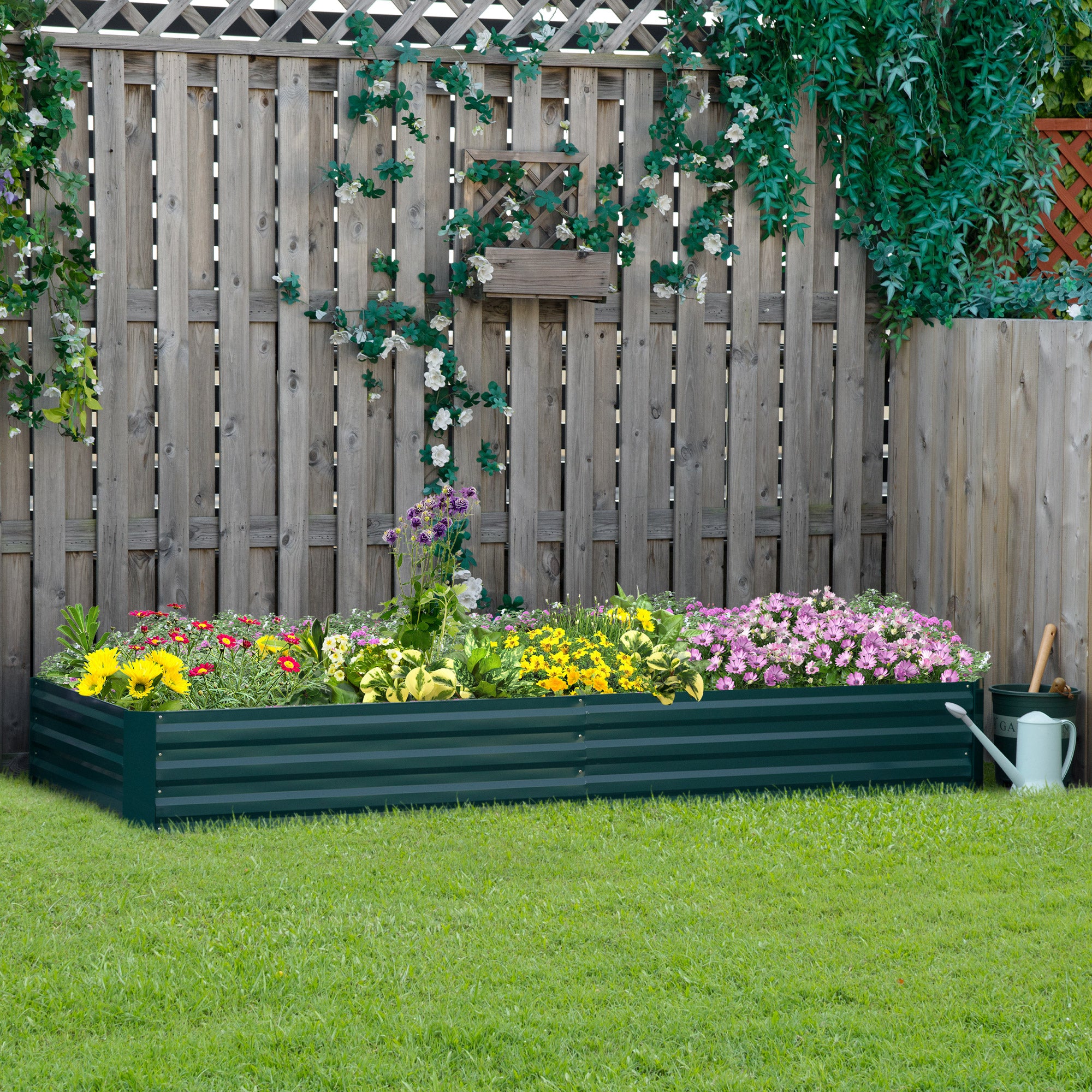 Galvanised Steel Outdoor Garden Planter Box 241cm Wide - Velmora