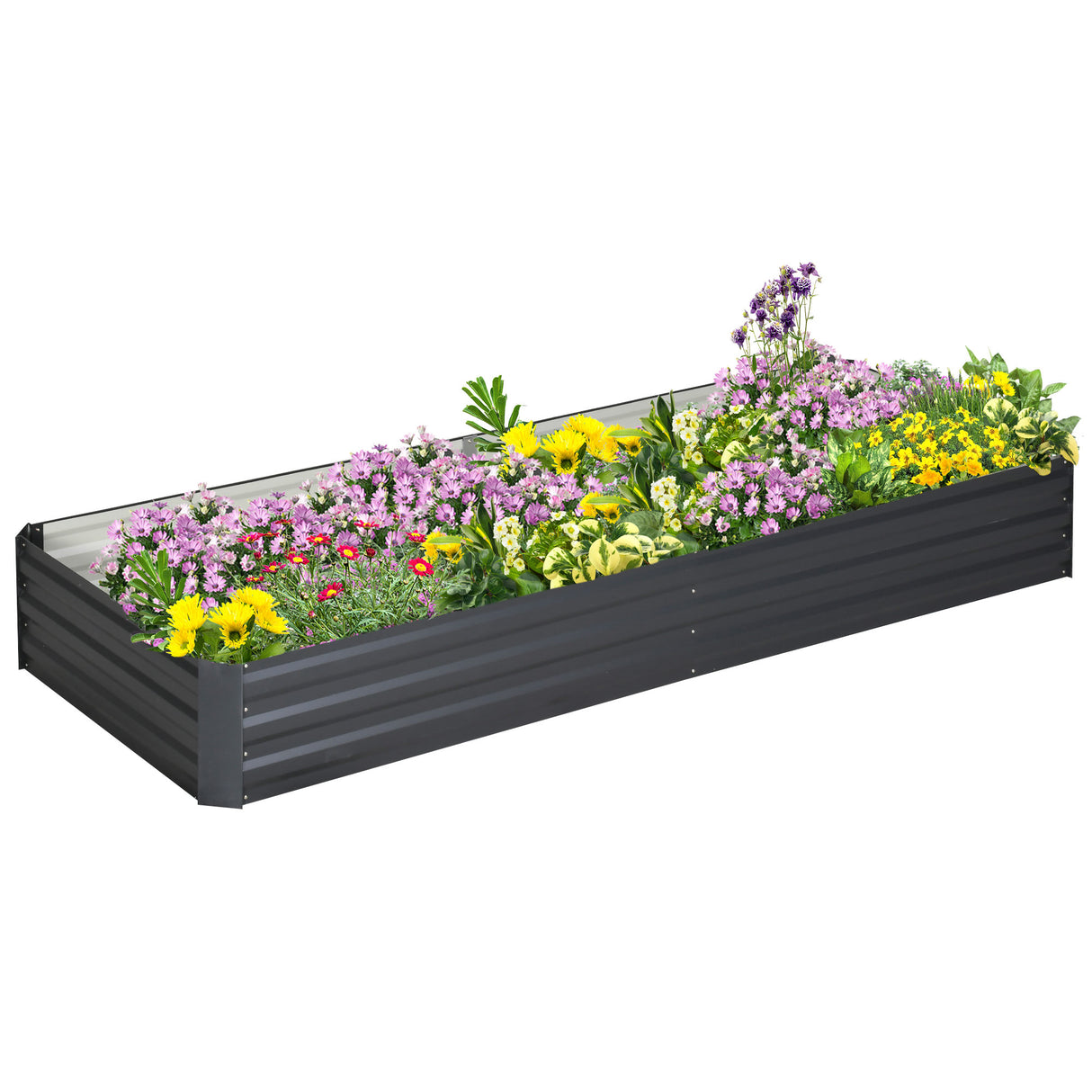 Galvanised Steel Outdoor Garden Planter Box 241cm Wide - Velmora