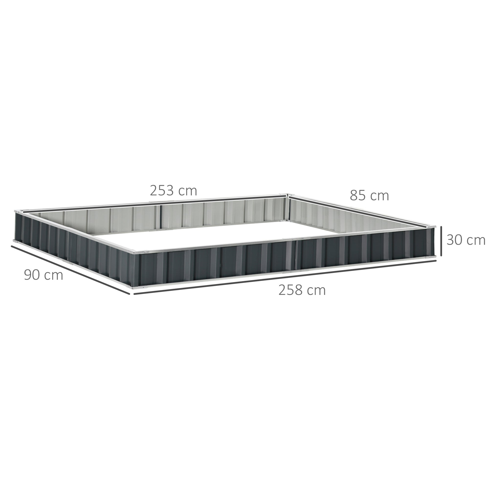 Galvanised Steel Outdoor Garden Planter Box 258cm Wide - Velmora
