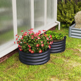 Galvanised Steel Outdoor Garden Planter Box 60cm Diameter in Set Of 2 - Velmora