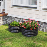 Galvanised Steel Outdoor Garden Planter Box 60cm Diameter in Set Of 2 - Velmora