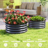 Galvanised Steel Outdoor Garden Planter Box 60cm Diameter in Set Of 2 - Velmora