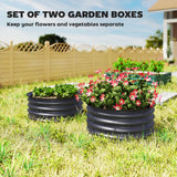 Galvanised Steel Outdoor Garden Planter Box 60cm Diameter in Set Of 2 - Velmora