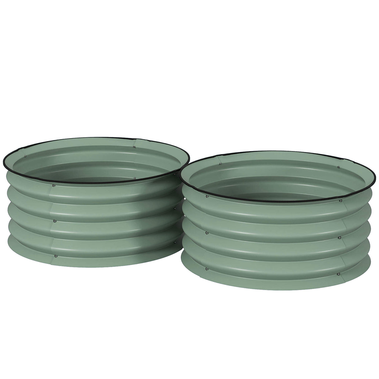 Galvanised Steel Outdoor Garden Planter Box 60cm Diameter in Set Of 2 - Velmora
