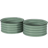 Galvanised Steel Outdoor Garden Planter Box 60cm Diameter in Set Of 2 - Velmora