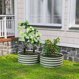 Galvanised Steel Outdoor Garden Planter Box 60cm Diameter in Set Of 2 - Velmora