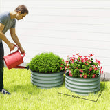 Galvanised Steel Outdoor Garden Planter Box 60cm Diameter in Set Of 2 - Velmora