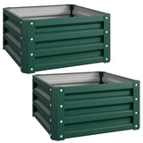 Galvanised Steel Outdoor Garden Planter Box 60cm Wide in Set Of 2 - Velmora