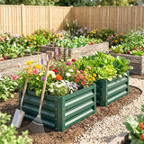 Galvanised Steel Outdoor Garden Planter Box 60cm Wide in Set Of 2 - Velmora