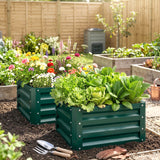 Galvanised Steel Outdoor Garden Planter Box 60cm Wide in Set Of 2 - Velmora