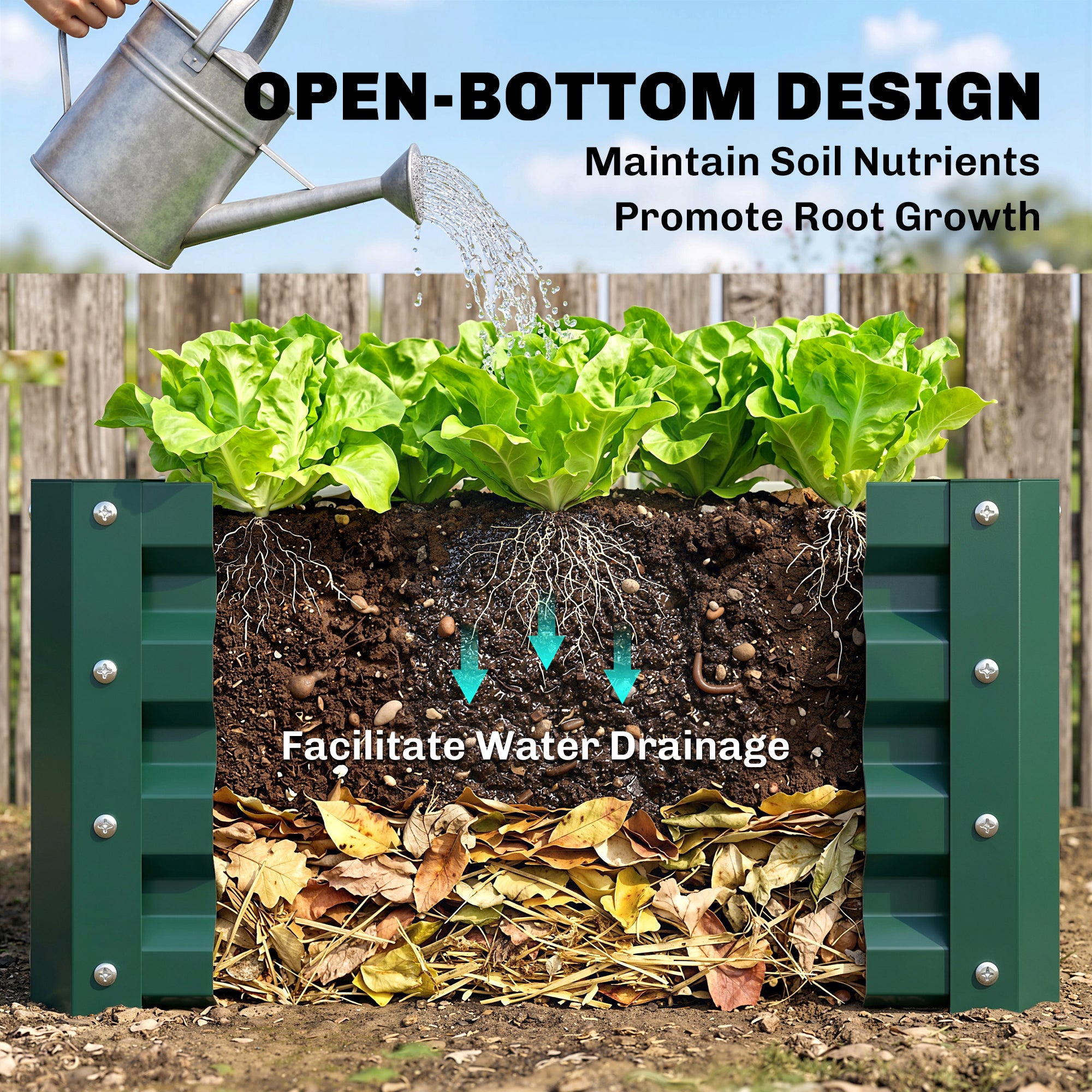 Galvanised Steel Outdoor Garden Planter Box 60cm Wide in Set Of 2 - Velmora