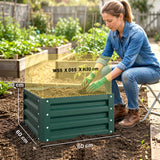 Galvanised Steel Outdoor Garden Planter Box 60cm Wide in Set Of 2 - Velmora