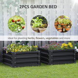 Galvanised Steel Outdoor Garden Planter Box 60cm Wide in Set Of 2 - Velmora