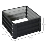 Galvanised Steel Outdoor Garden Planter Box 60cm Wide in Set Of 2 - Velmora