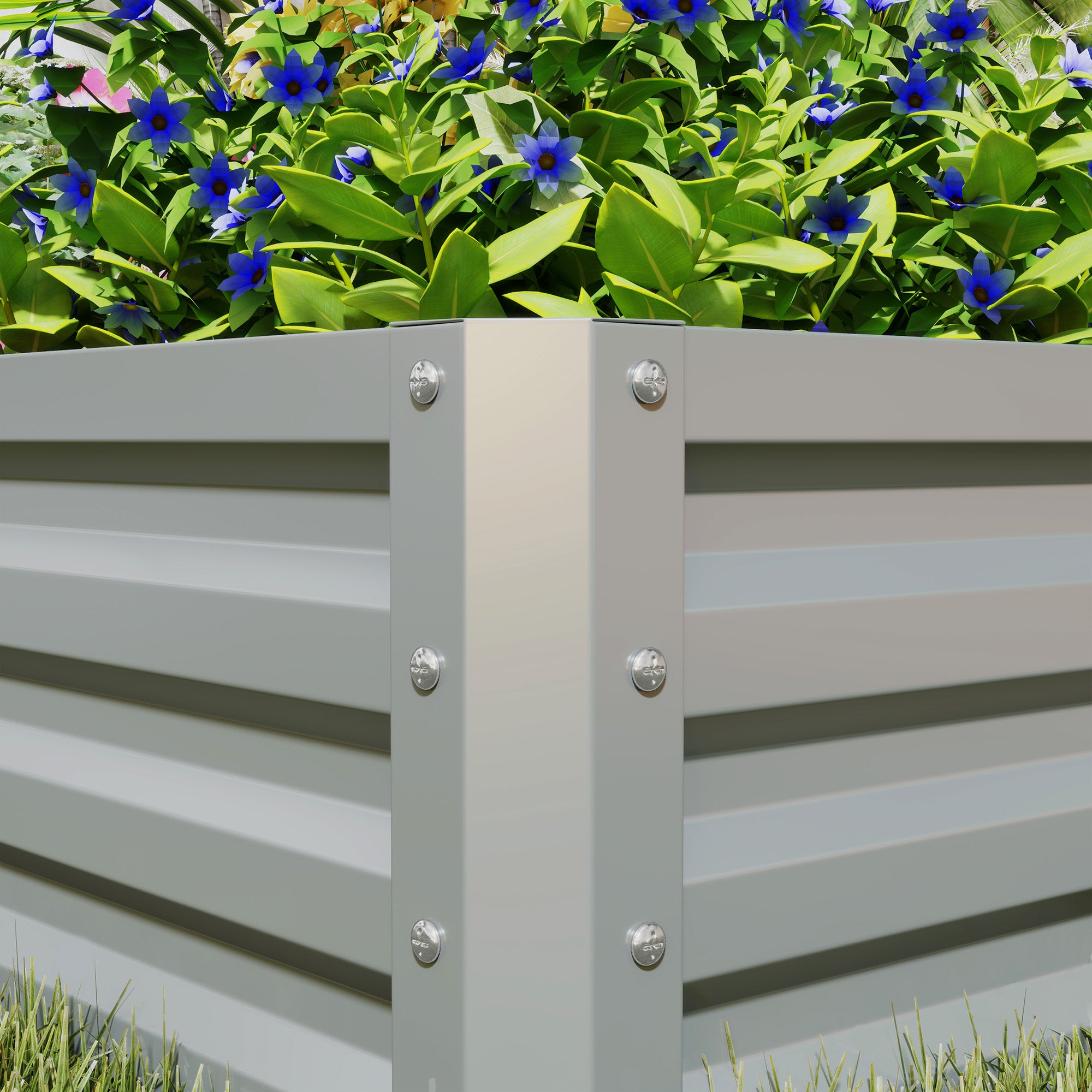 Galvanised Steel Outdoor Garden Planter Box 60cm Wide in Set Of 2 - Velmora
