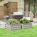 Galvanised Steel Outdoor Garden Planter Box 60cm Wide in Set Of 2 - Velmora