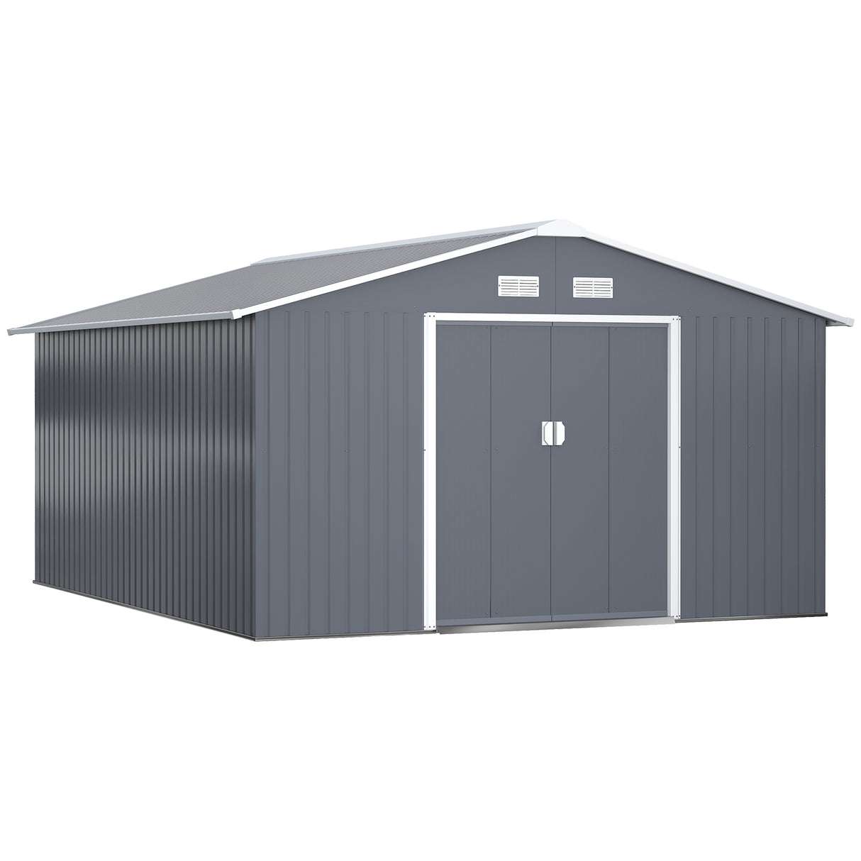 Galvanised Steel Outdoor Garden Shed 13ft x 11ft - Velmora
