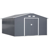 Galvanised Steel Outdoor Garden Shed 13ft x 11ft - Velmora