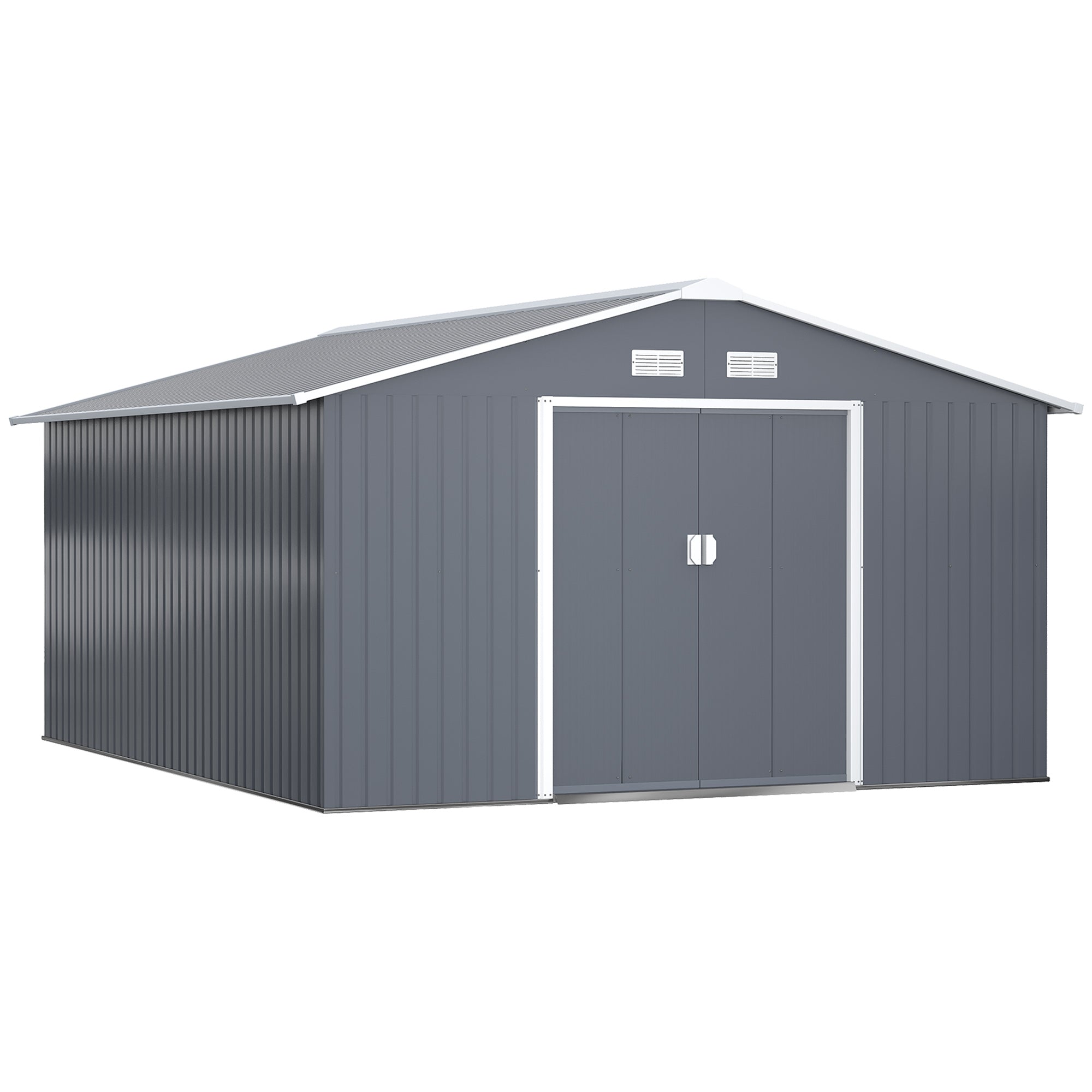 Galvanised Steel Outdoor Garden Shed 13ft x 11ft - Velmora