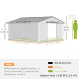 Galvanised Steel Outdoor Garden Shed 13ft x 11ft - Velmora
